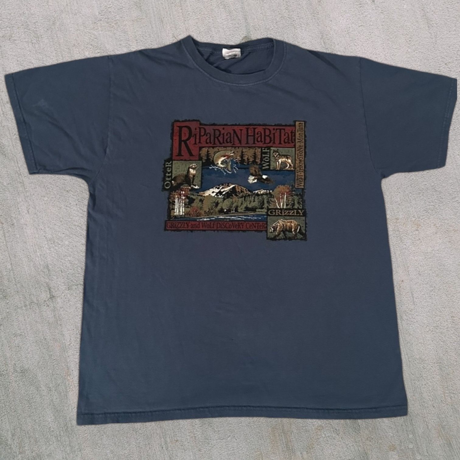 Fruit Of The Loom Grizzly and Wolf nature tee early 2000s Size US L / EU 52-54 / 3 - 1 Thumbnail