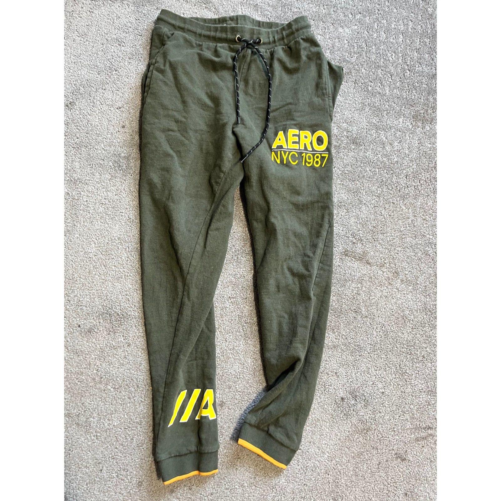 Vintage Aéropostale Athletic Jogger Sweatpants -Drawstring- 3 pockets Green Size S Men Pants Athletic Slim Fit Size US 29 - 2 Thumbnail