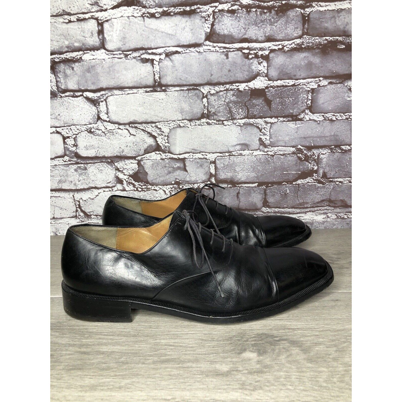 Salvatore Ferragamo Salvatore Ferragamo Black Leather Cap Toe Dress Shoes Oxford Size US 10.5 / EU 43-44 - 4 Thumbnail