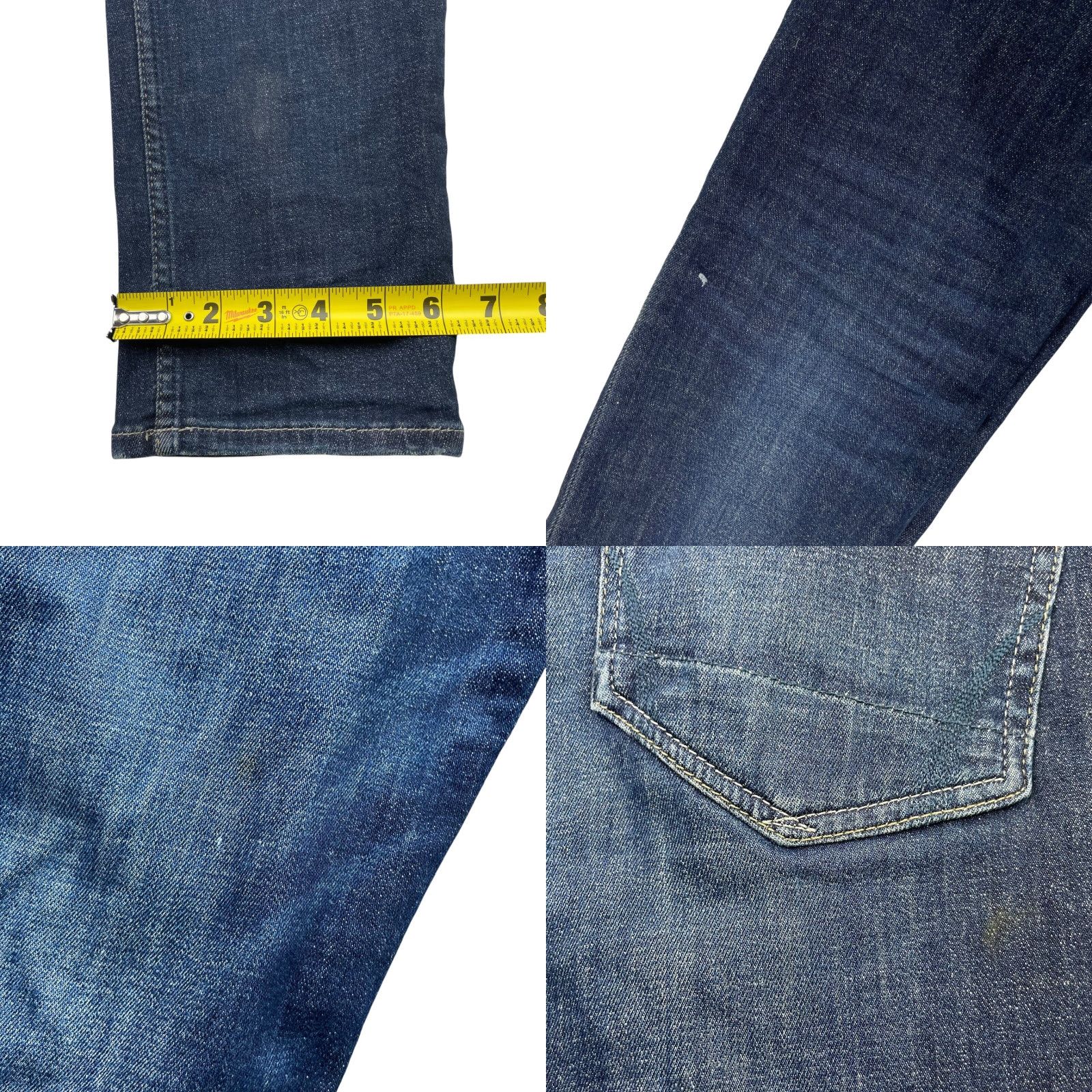 Allsaints AllSaints Jeans Rex Distressed Slim Button-Fly 31x32 Medium Wash Blue Mens Size US 31 - 9 Thumbnail