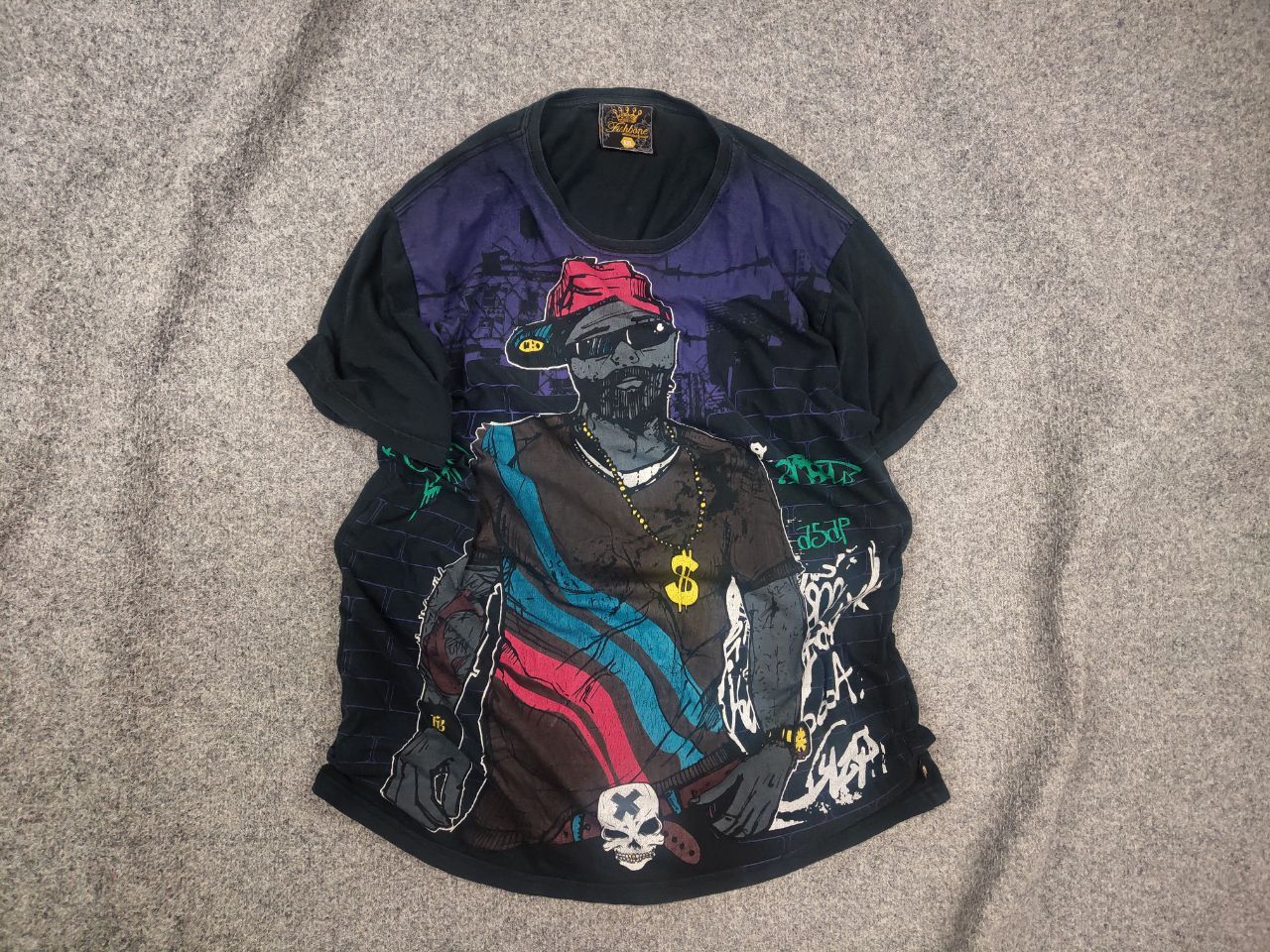 Vintage Vintage Y2K Fishbone hip hop Big graphic print T Shirt Tee Size US XL / EU 56 / 4 - 1 Thumbnail