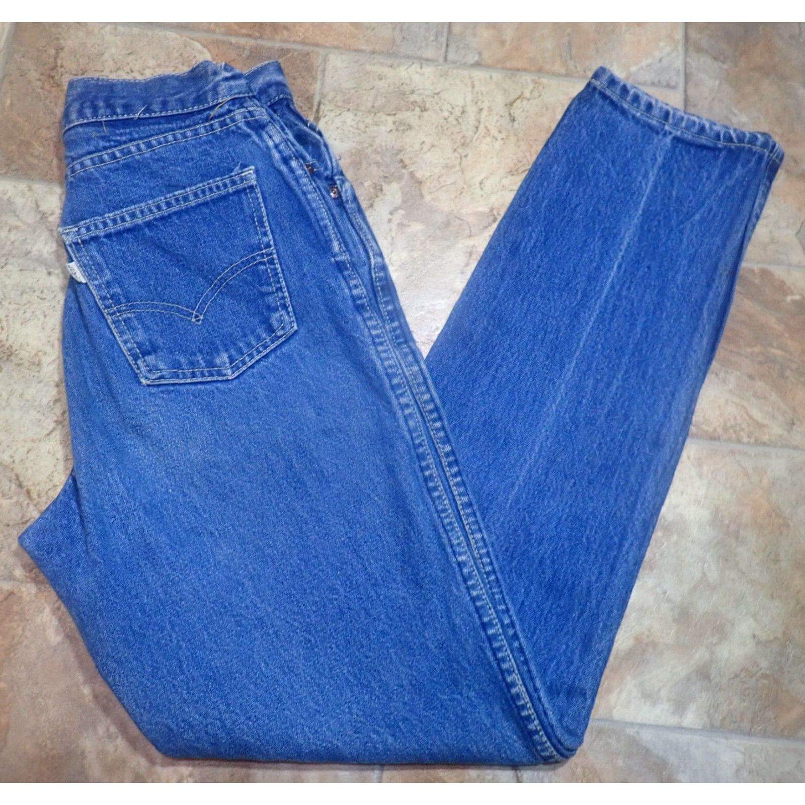 Levi's VINTAGE Levi's Jeans Women High Rise 29x30 Blue Blue Denim 100% Cotton USA Made 500 Series Mom Jeans 90s Distressed Wool? Size 29" - 2 Thumbnail