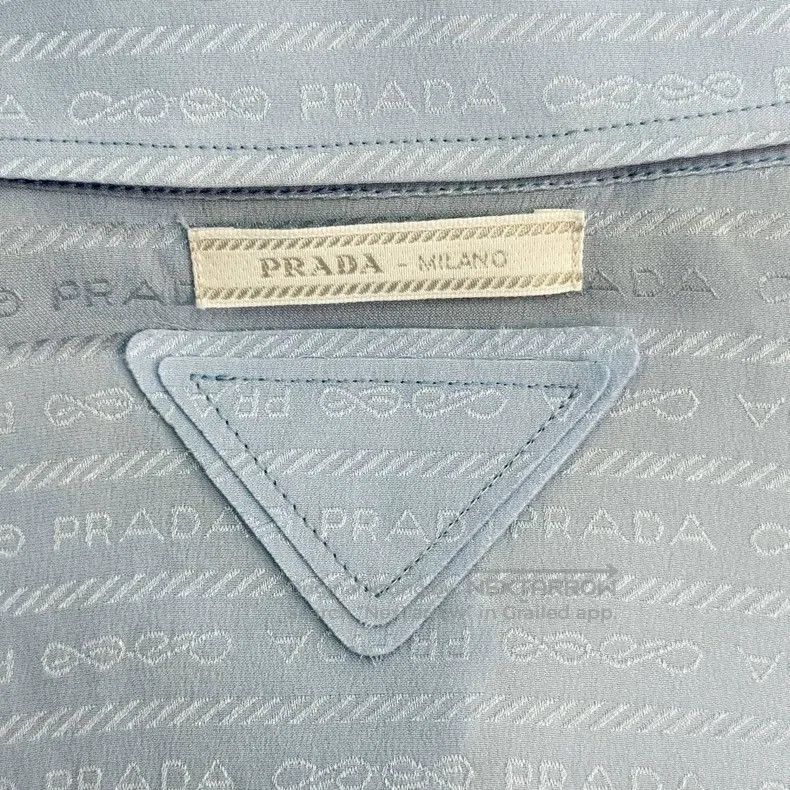 Prada Prada Blue full logo cloth triangle mulberry silk shirt Size US XXS / EU 40 - 7 Thumbnail