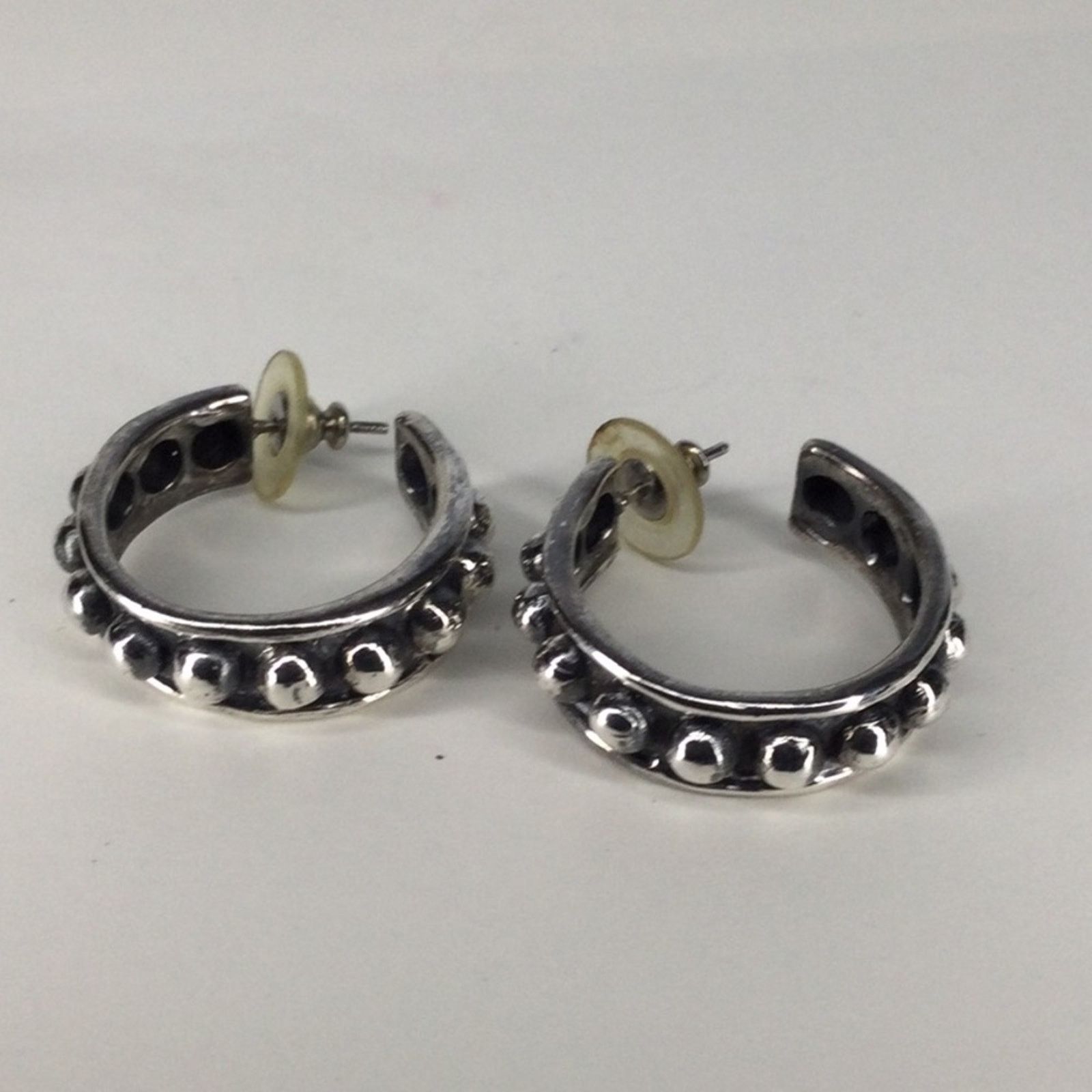 Other Silver & Black Tone Retro 1990's Stud Hoop Earrings Size ONE SIZE - 14 Thumbnail