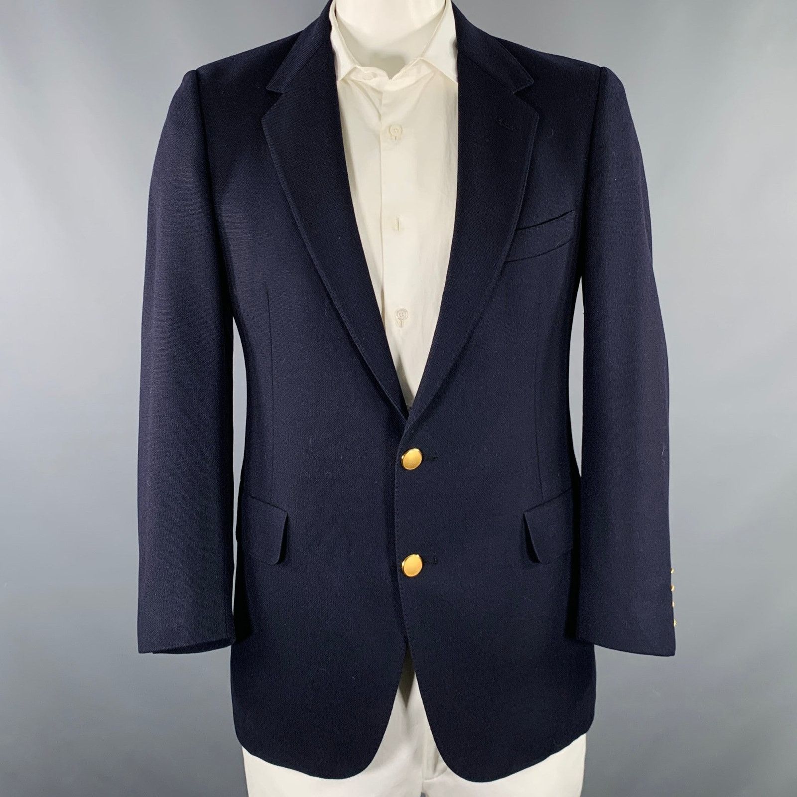 Aquascutum AQUASCUTUM Size 42 Navy Wool Single Breasted Sport Coat Size 42R - 1 Thumbnail