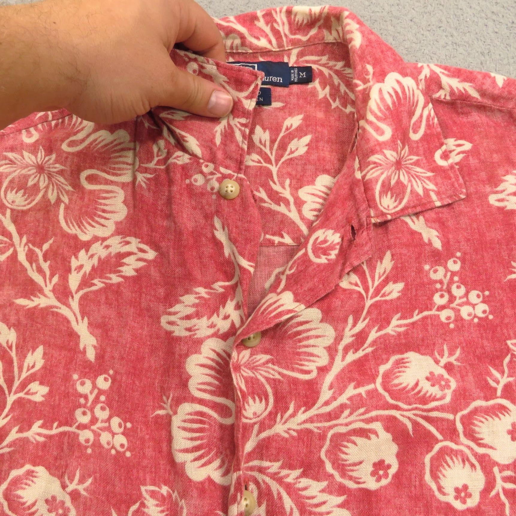 Polo Ralph Lauren VTG Polo Ralph Lauren Shirt Men Medium Bonnard Linen Floral Pink Red Camp Collar Size US M / EU 48-50 / 2 - 3 Thumbnail