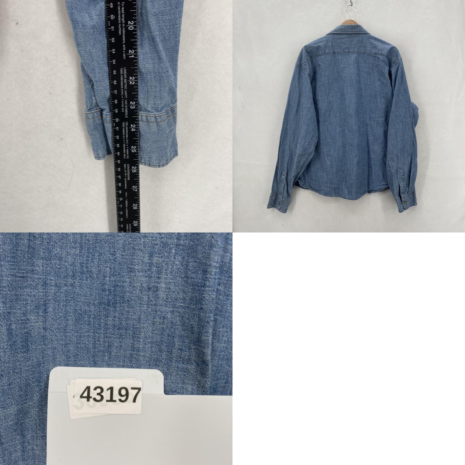 Wrangler Wrangler Shirt Mens 3XL Blue Denim Western Button Front Long Sleeve Mens Size US XXL / EU 58 / 5 - 8 Thumbnail
