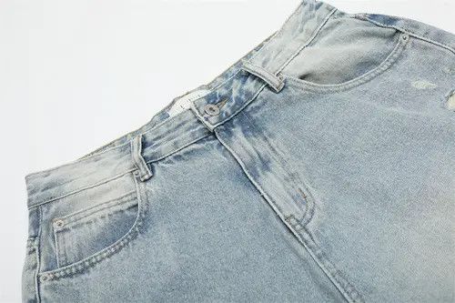 Japanese Brand × Jean Punk distressed loose straight ripped washed denim shorts Size US 32 / EU 48 - 4 Thumbnail