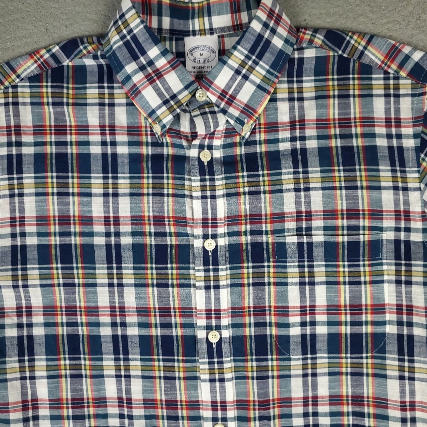 Brooks Brothers Brooks Brothers Shirt Mens Medium Blue Plaid Regent Button Up Short Sleeve Size US M / EU 48-50 / 2 - 2 Thumbnail