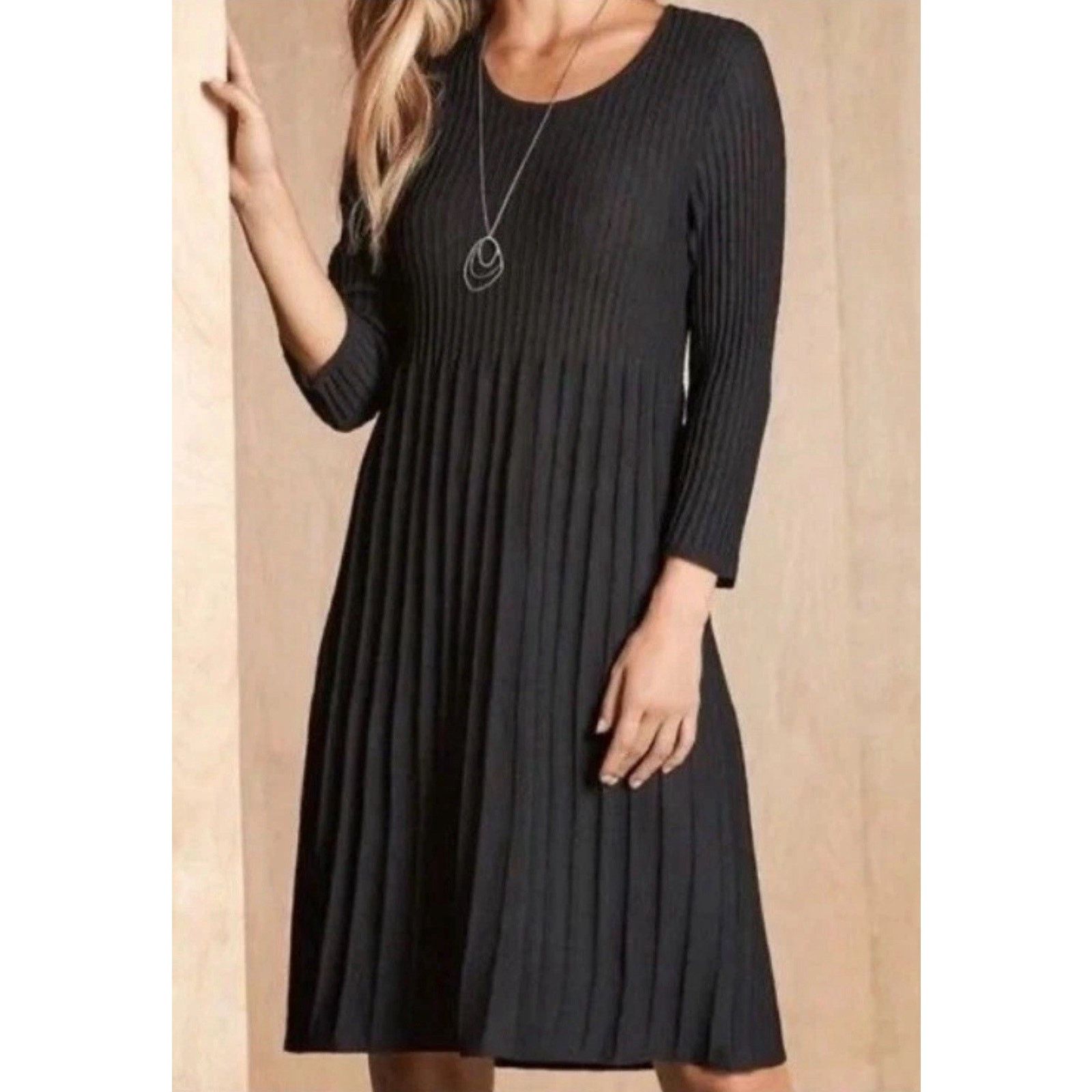 Eileen Fisher Eileen Fisher Washable Italian Wool Black Pleated Dress Med Size M / US 6-8 / IT 42-44 - 1 Thumbnail