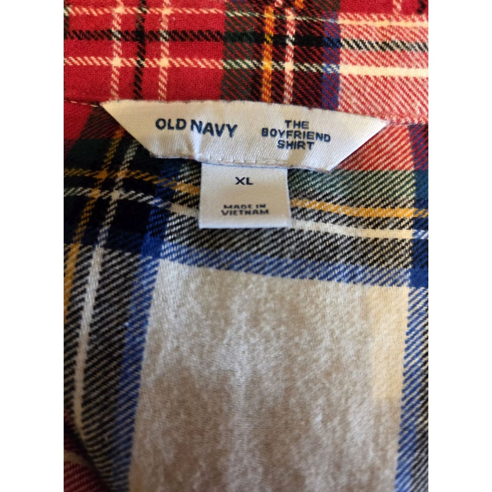 Old Navy Old Navy Womens XL Red White Green Plaid Flannel Boyfriend Shirt Size XL / US 12-14 / IT 48-50 - 7 Thumbnail