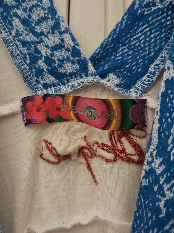 Desigual Desigual white blue summer cotton dress Size S / US 4 / IT 40 - 2 Thumbnail
