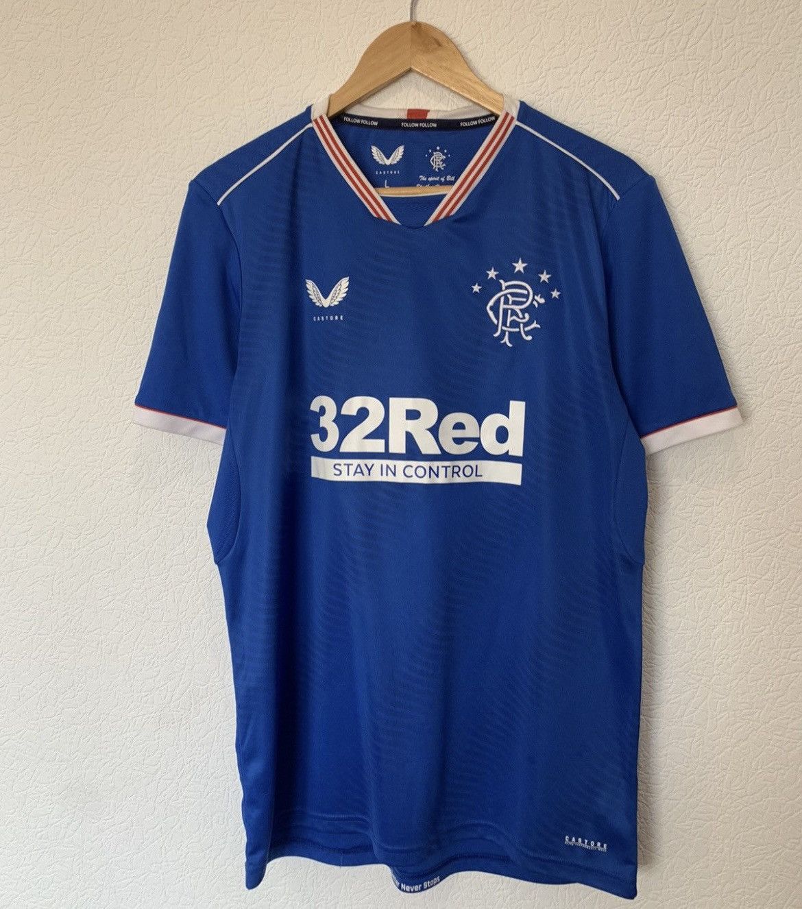 Castore RANGERS CASTORE 2020/2021 HOME KIT SOCCER JERSEY FOOTBALL Size US L / EU 52-54 / 3 - 1 Thumbnail