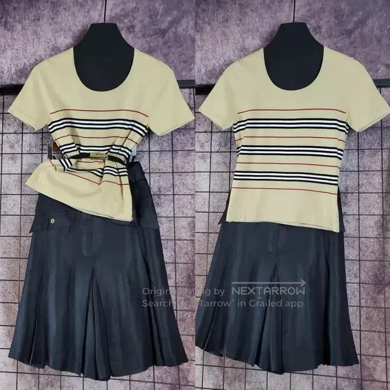 Burberry Burberry Summer Camel Striped T-Shirt. Size S / US 4 / IT 40 - 1 Thumbnail