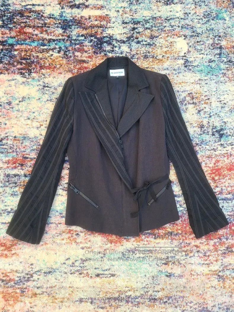 Ann Demeulemeester black silk blend women's jacket. Size US M / EU 48-50 / 2 - 2 Thumbnail