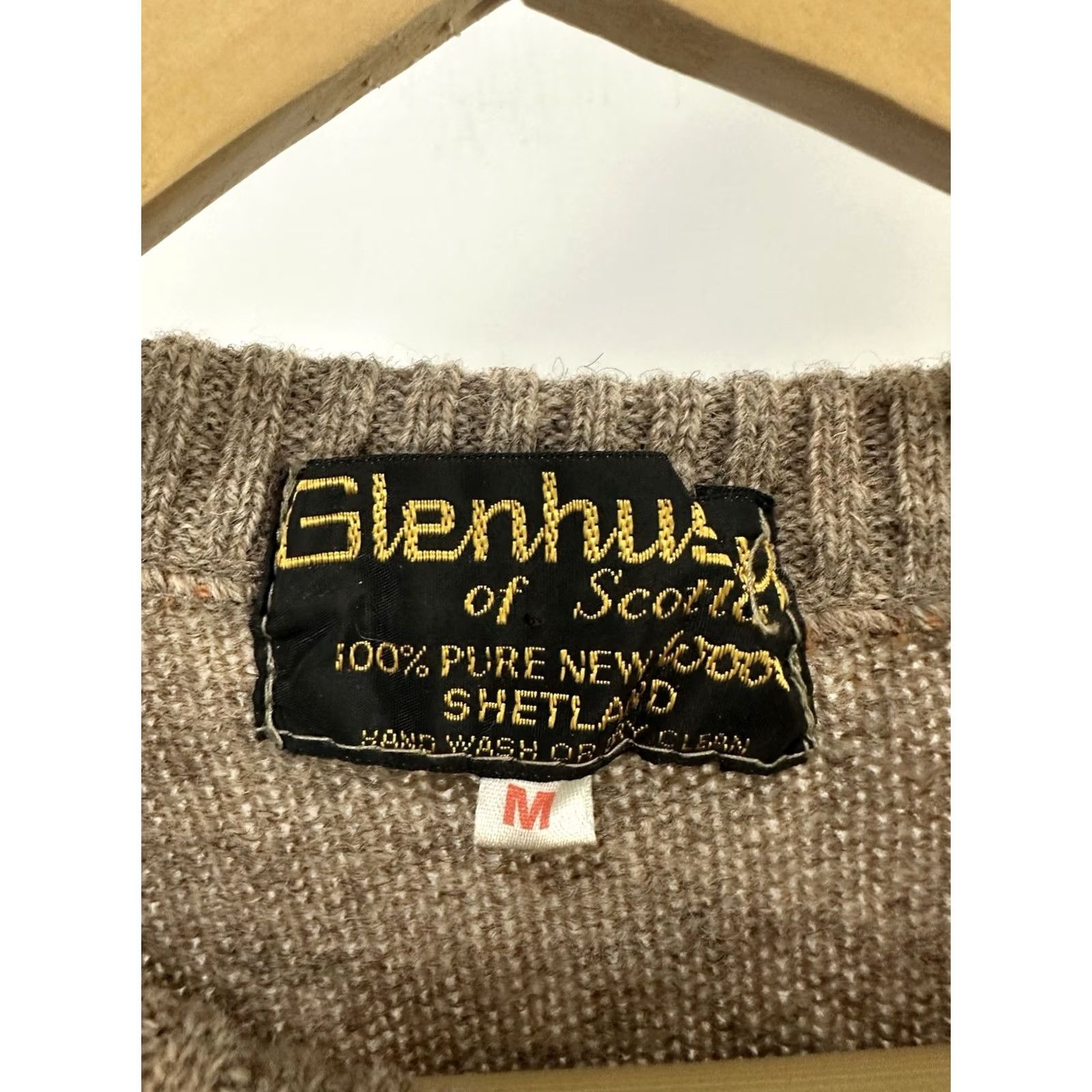 Vintage VTG Glenhusky of Scotland Sweater Mens M Brown 100% Leather Shoulder Elbow Pads Size US M / EU 48-50 / 2 - 3 Thumbnail