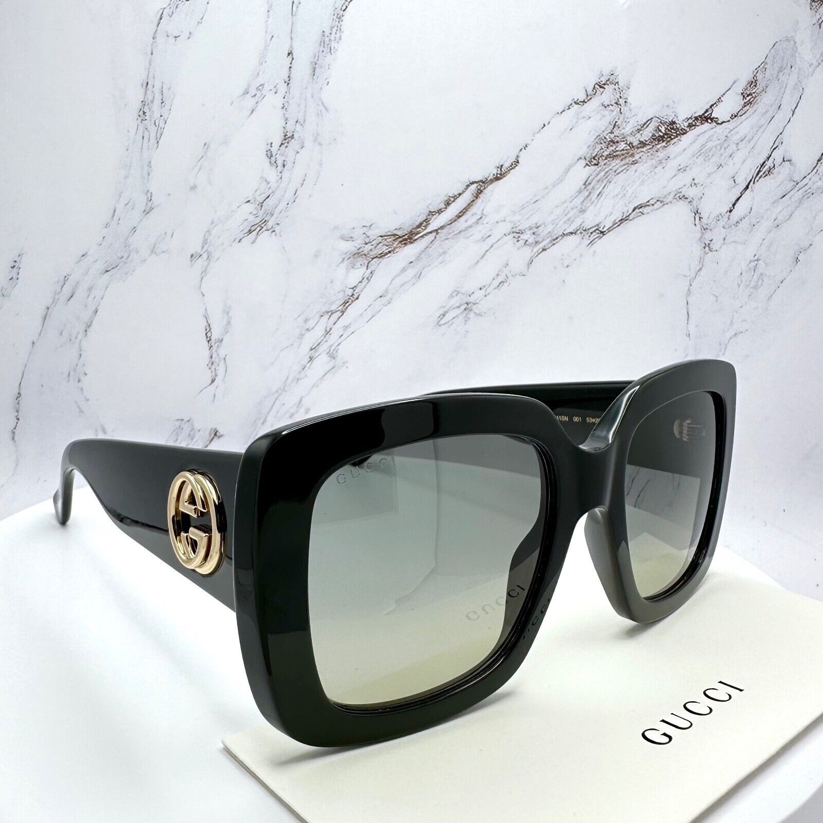 Gucci New Gucci Sunglasses New Black Gold GG Metal Logo Authentic Size ONE SIZE - 17 Thumbnail