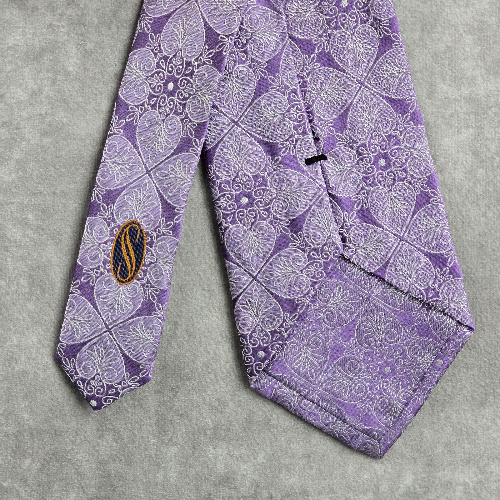 Stafford Stafford Signature Purple Floral Paisley 100% Silk Neck Tie Size 32 - 6 Thumbnail