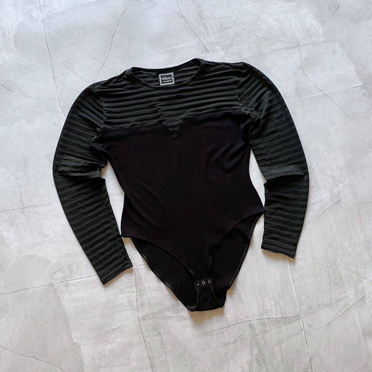 Versace Vintage Versace Black Mesh Cotton Bodysuit Tank Top Size S / US 4 / IT 40 - 1 Thumbnail