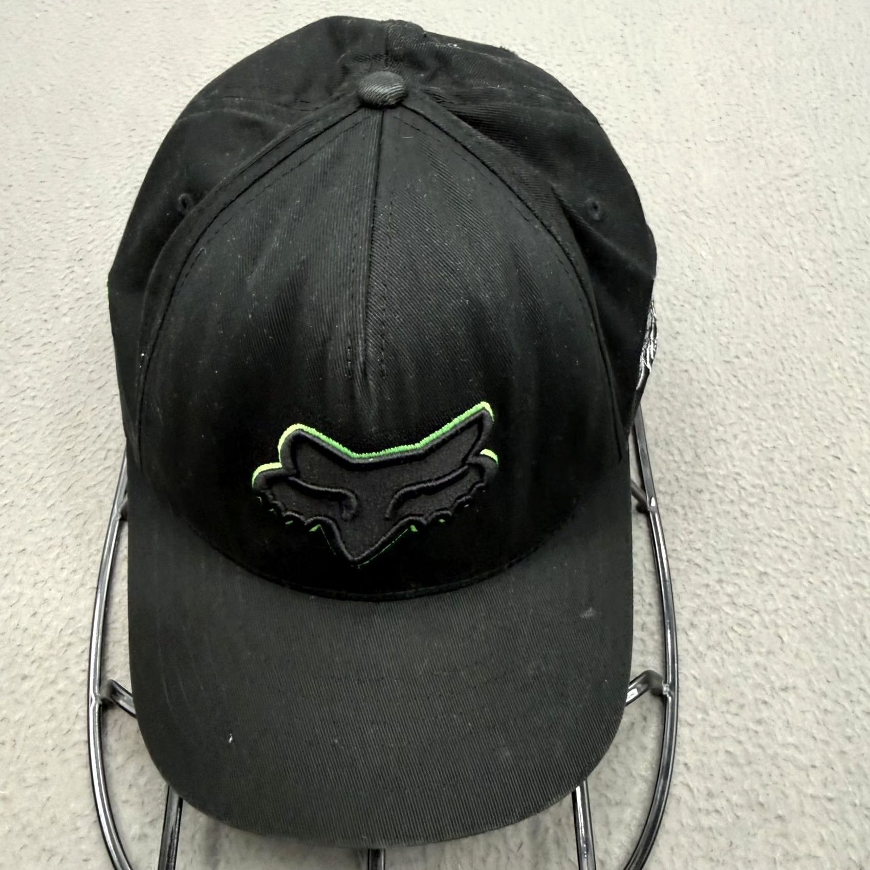 Vintage Fox Hat Cap Fitted Mens XL Black Flexfit Skull Logo Embroidered Motorcycle Cap Size ONE SIZE - 2 Thumbnail