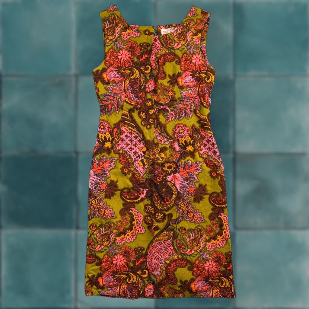 Vogue VINTAGE Vogue Short Dress Casual S/M 1950s Yellow Rockabilly Boho 60s Look Womens Size 28" / US 6 / IT 42 - 1 Thumbnail