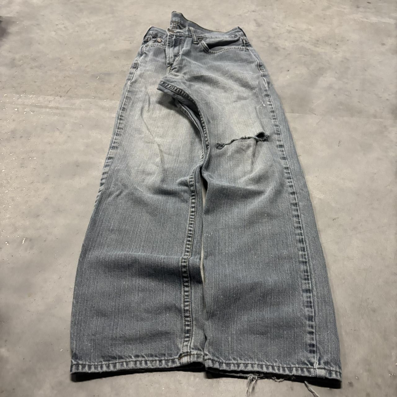 Japanese Brand × Vintage Crazy Vintage Y2K/2000s Grunge Distressed Dark Wash Denim Jeans! Size US 31 - 3 Thumbnail