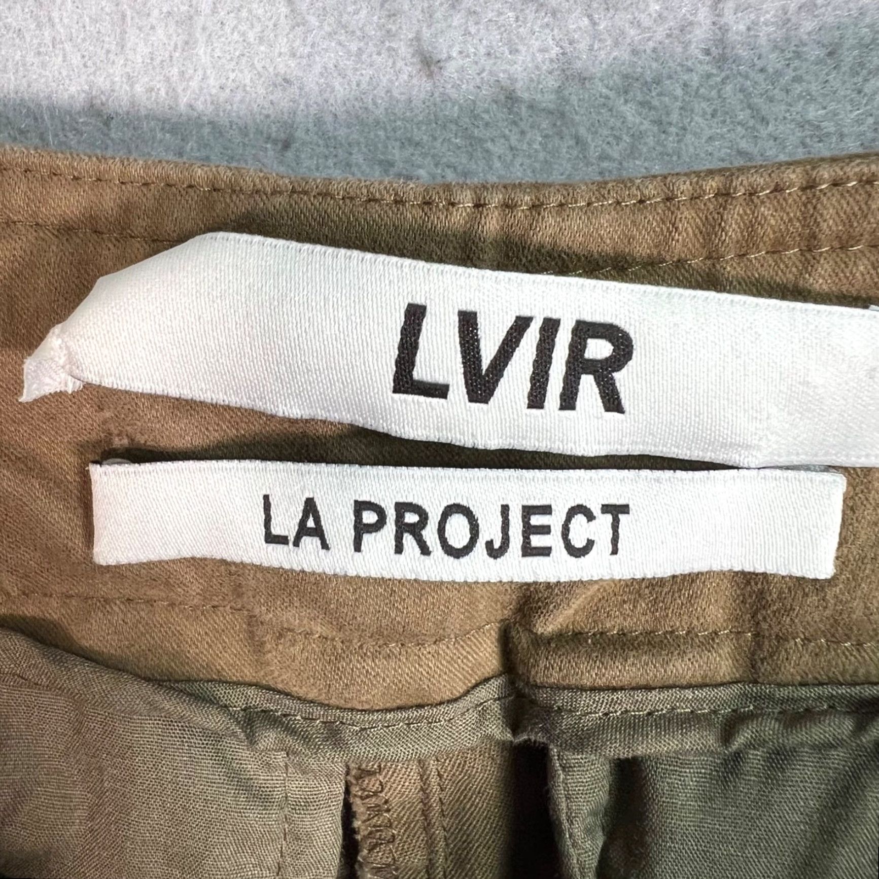 Vintage VINTAGE LVIR LA Project Womens Khaki High-Waisted Wide-Leg Cotton Blend Pants Size Small Size 28" / US 6 / IT 42 - 3 Thumbnail