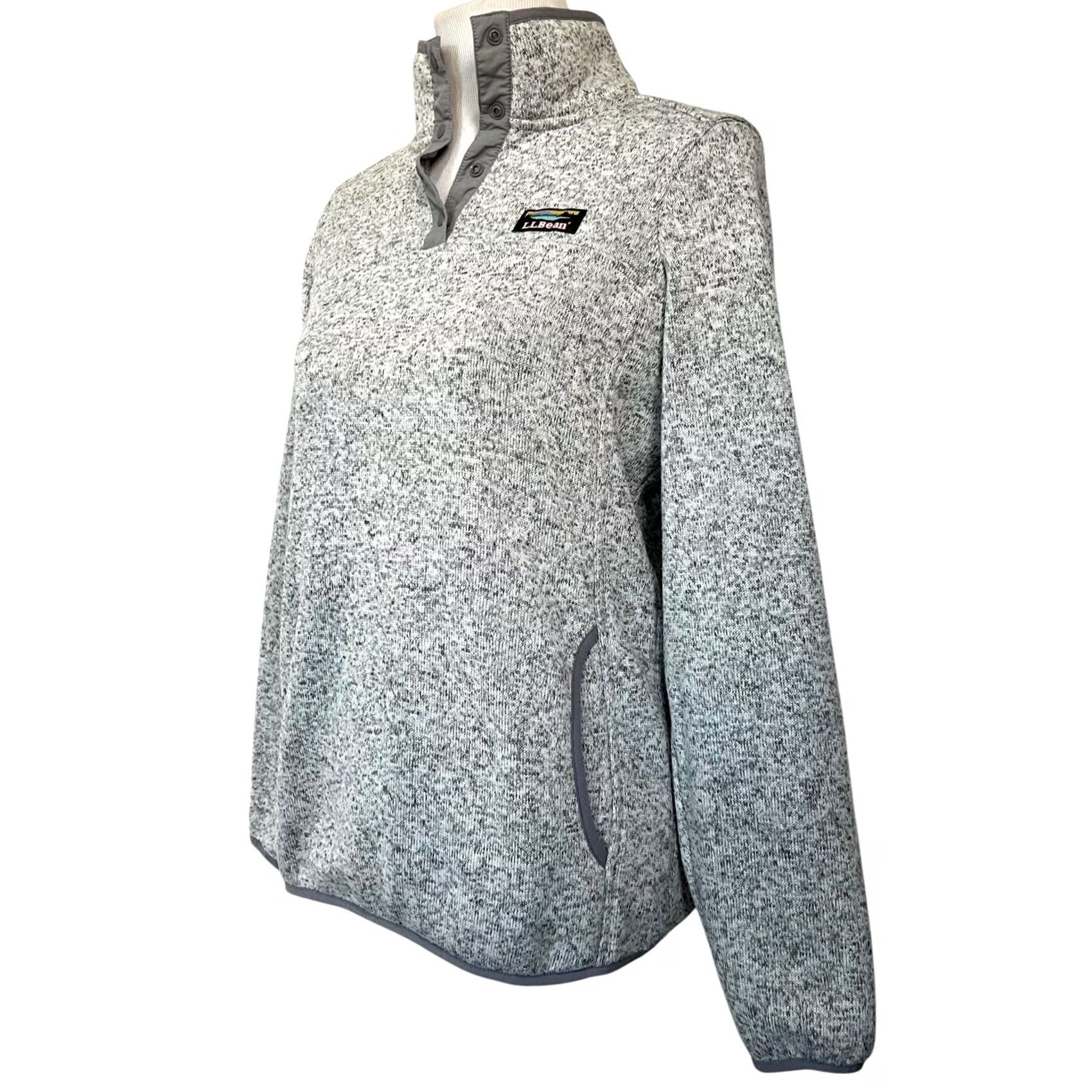 Vintage L.L. Bean Women's Sweater Fleece Pullover Gray 1/4 Snap Pockets Outdoors Sz S Hoodie Sweatshirt Pullover Womens Size S / US 4 / IT 40 - 3 Thumbnail