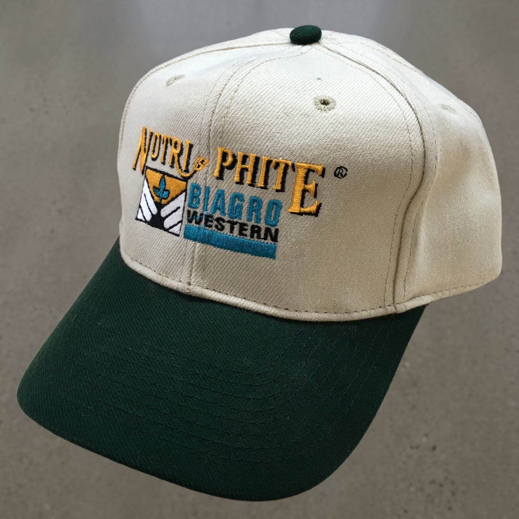 Vintage OTTO Baseball Hat Mens Beige OS Curved Brim Embroidered Logo Nutri Phite Biagro Size ONE SIZE - 1 Thumbnail
