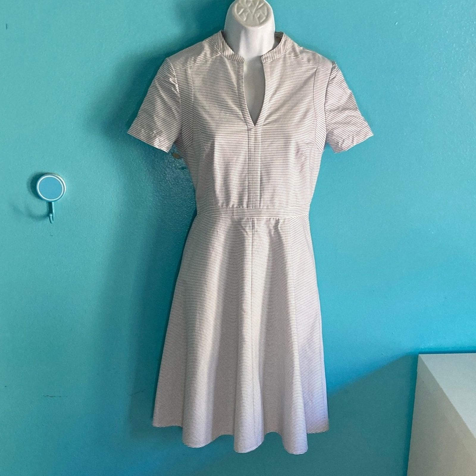 Tory Burch Tory Burch Womens Size 2 Striped White Fit Flare Dress Size XS / US 0-2 / IT 36-38 - 1 Thumbnail