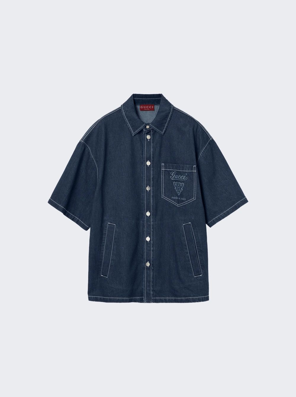 Gucci o1loc1c1125 815658 Lasered Denim Shirt in Midnight Blue Size US S / EU 44-46 / 1 - 1 Thumbnail