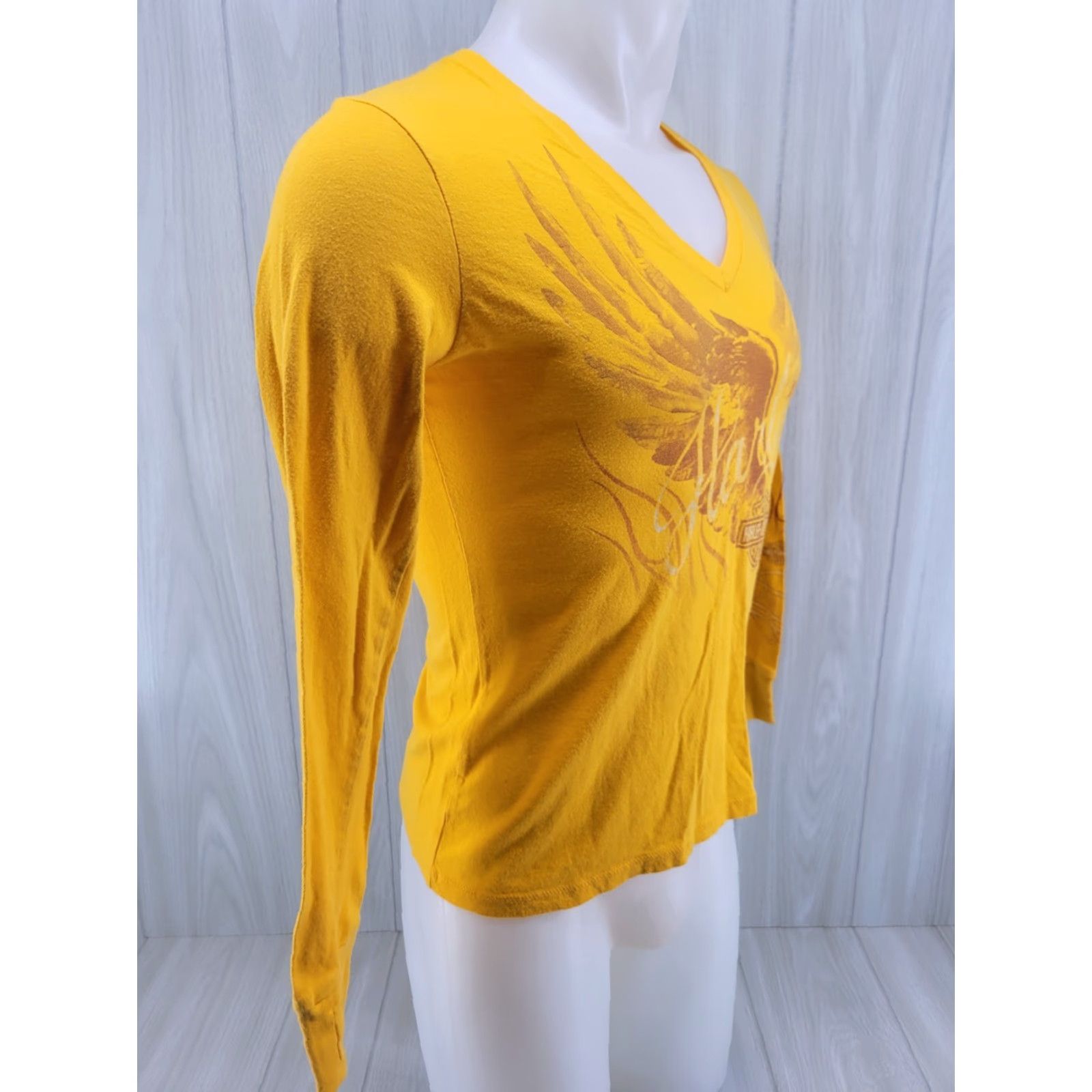 Harley Davidson VINTAGE Wisconsin Harley-Davidson LS Shirt Womens M V Neck Yellow Orange Harley-Davidson Shirt Ladies Medium Gold Size M / US 6-8 / IT 42-44 - 5 Thumbnail