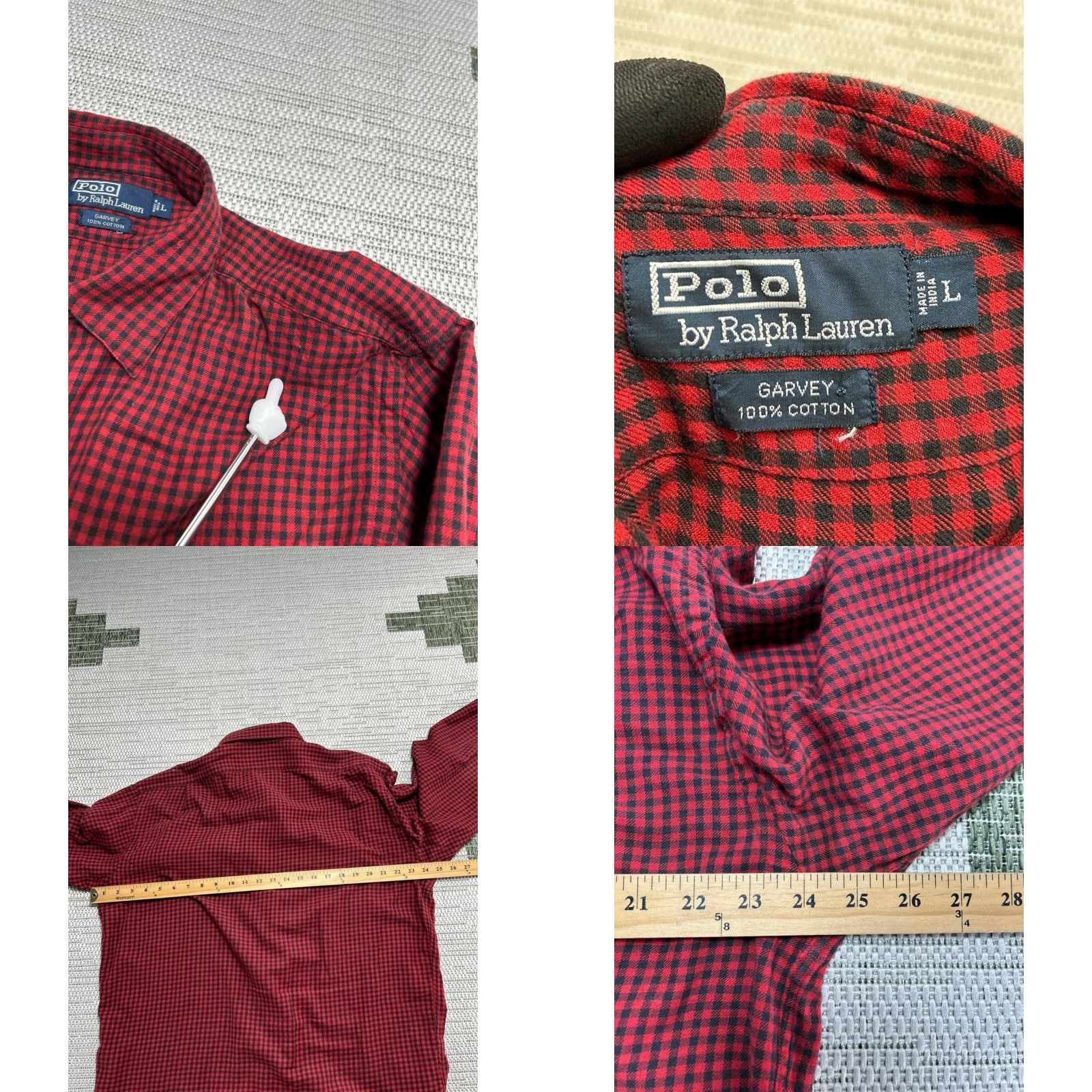 Polo Ralph Lauren Polo Ralph Lauren Garvey Shirt Mens Large Red Buffalo Check Cotton Button Up Size US L / EU 52-54 / 3 - 8 Thumbnail