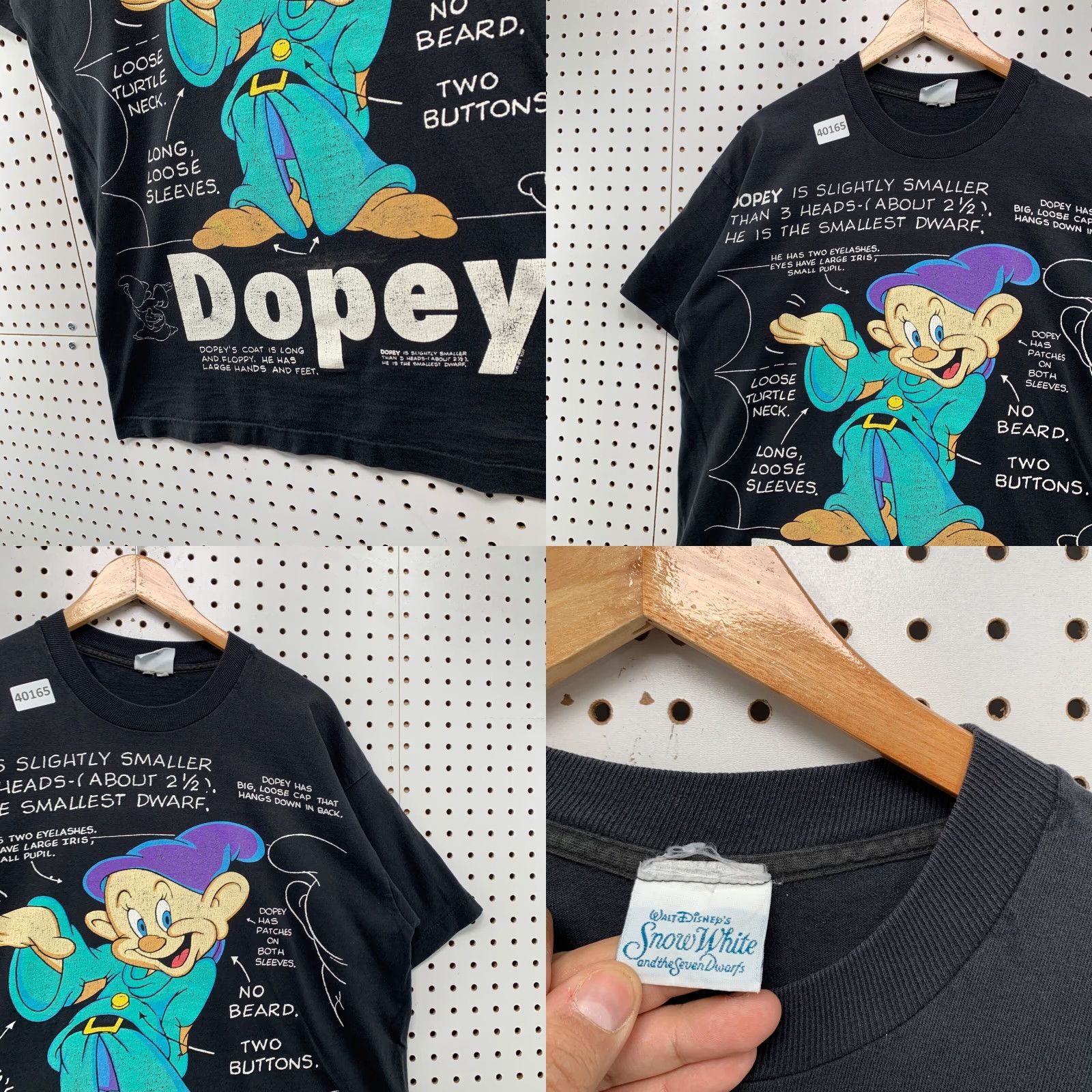 Disney Vintage Disney Snow White Dopey T-Shirt Men XL Black 90s Cartoon Movie Rare US Size US XL / EU 56 / 4 - 8 Thumbnail