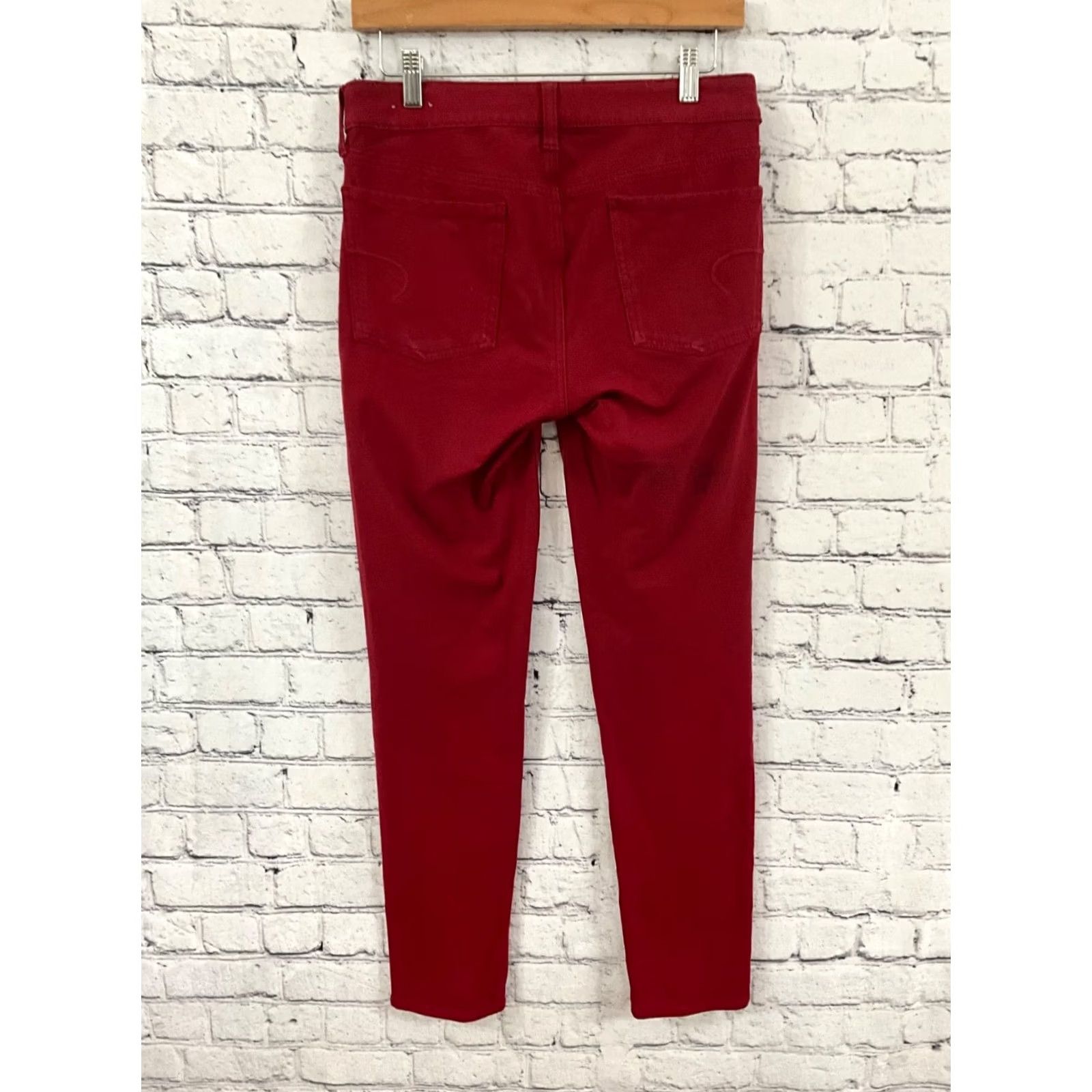 American Eagle Outfitters AMERICAN EAGLE WOMENS JEGGING RED Size SMALL 5-POCKET Denim Cotton Blend Stretch Regular Rise Mid 28in INSEAM Size 28" / US 6 / IT 42 - 5 Thumbnail