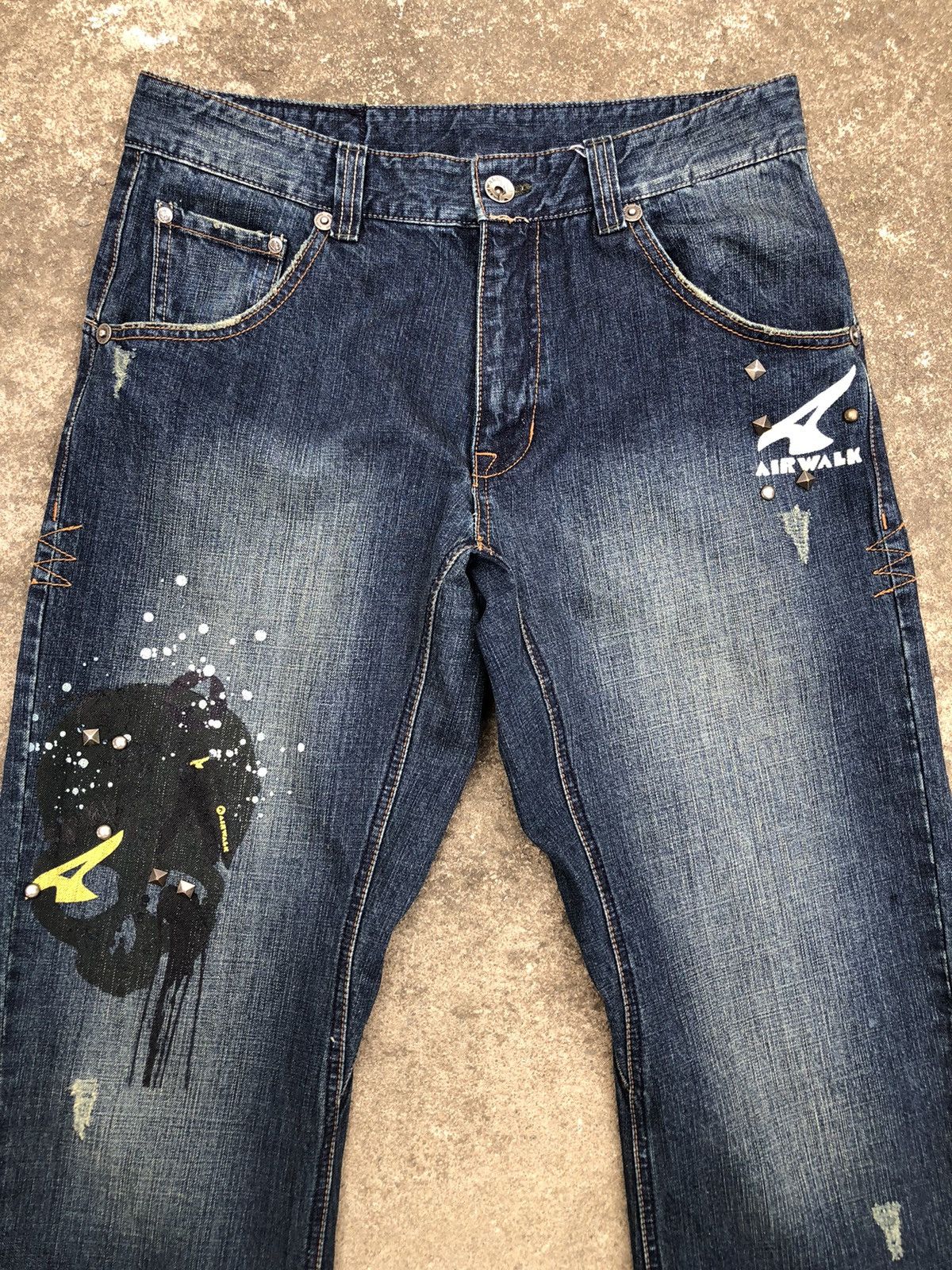 Airwalk Airwalk Vintage Baggy Distressed Denim Patch Loose Studded Size US 32 / EU 48 - 3 Thumbnail