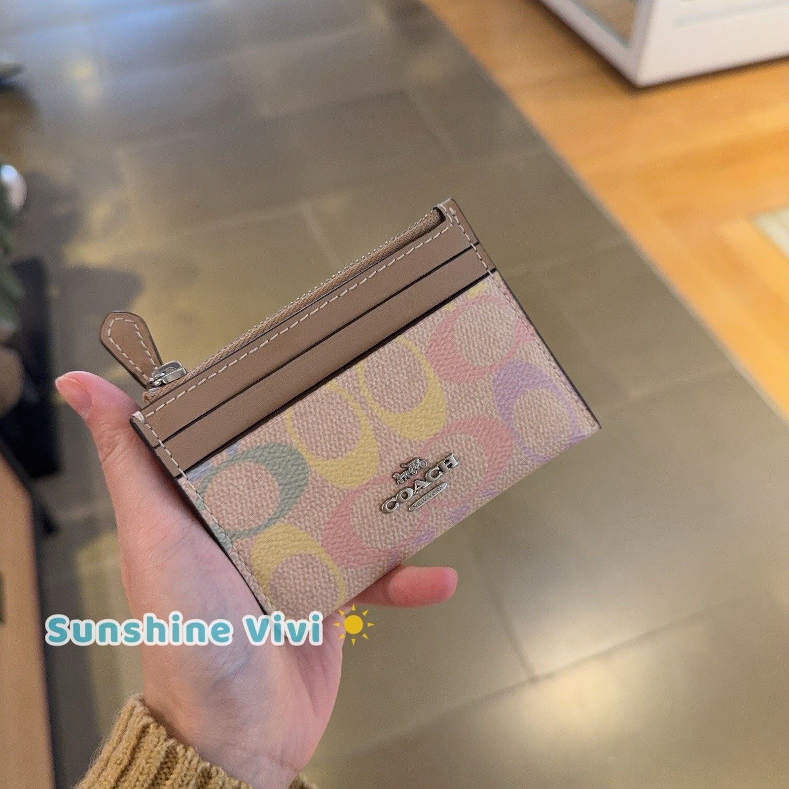 Coach NWT Coach Mini Skinny Id Case Rainbow Silver Sand CDF92 Size ONE SIZE - 1 Thumbnail