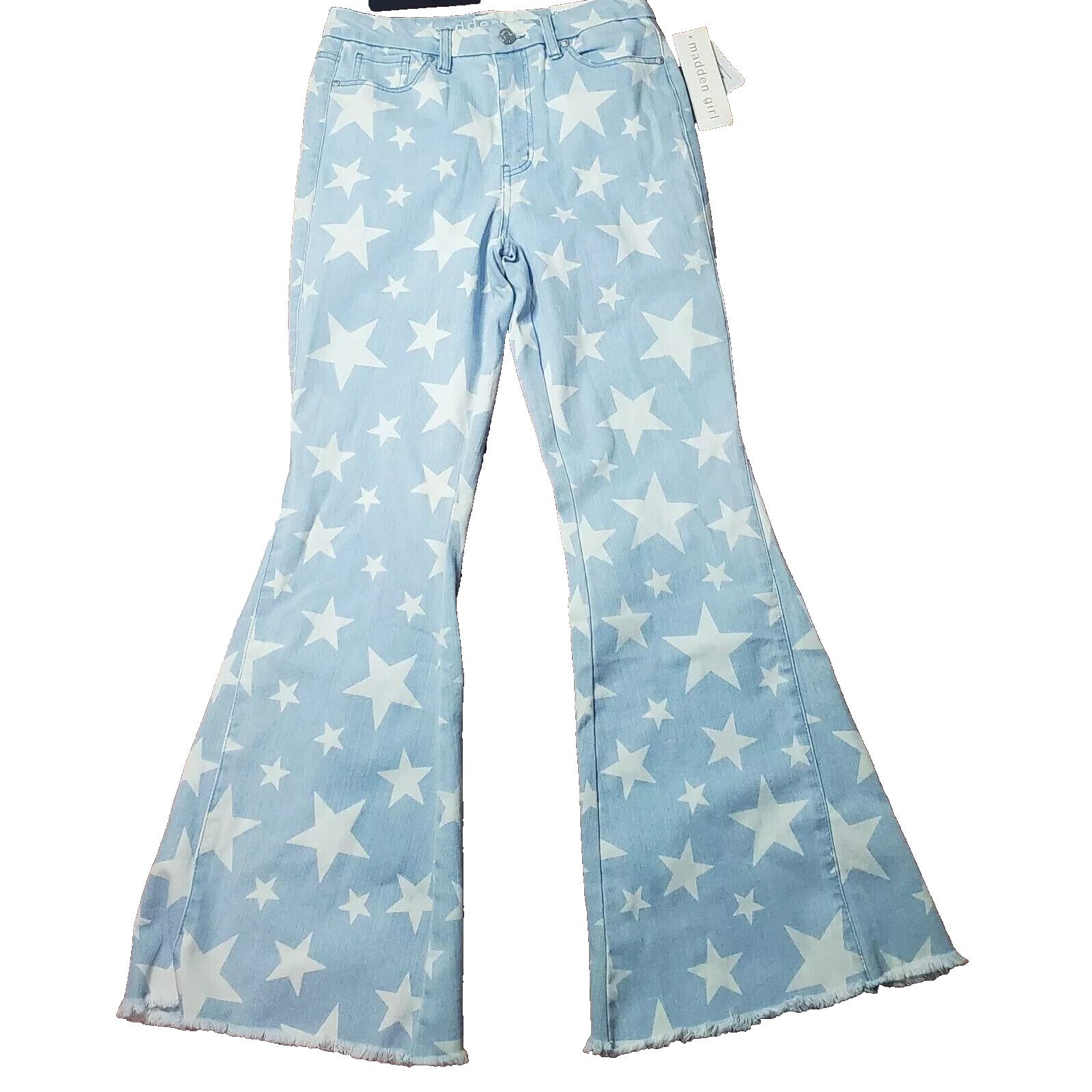 Madden NYC MADDEN GIRL CARLEY HIGH WAIST SUPER FLARE STAR JEANS SZ 10 Size 32" / US 10 / IT 46 - 1 Thumbnail