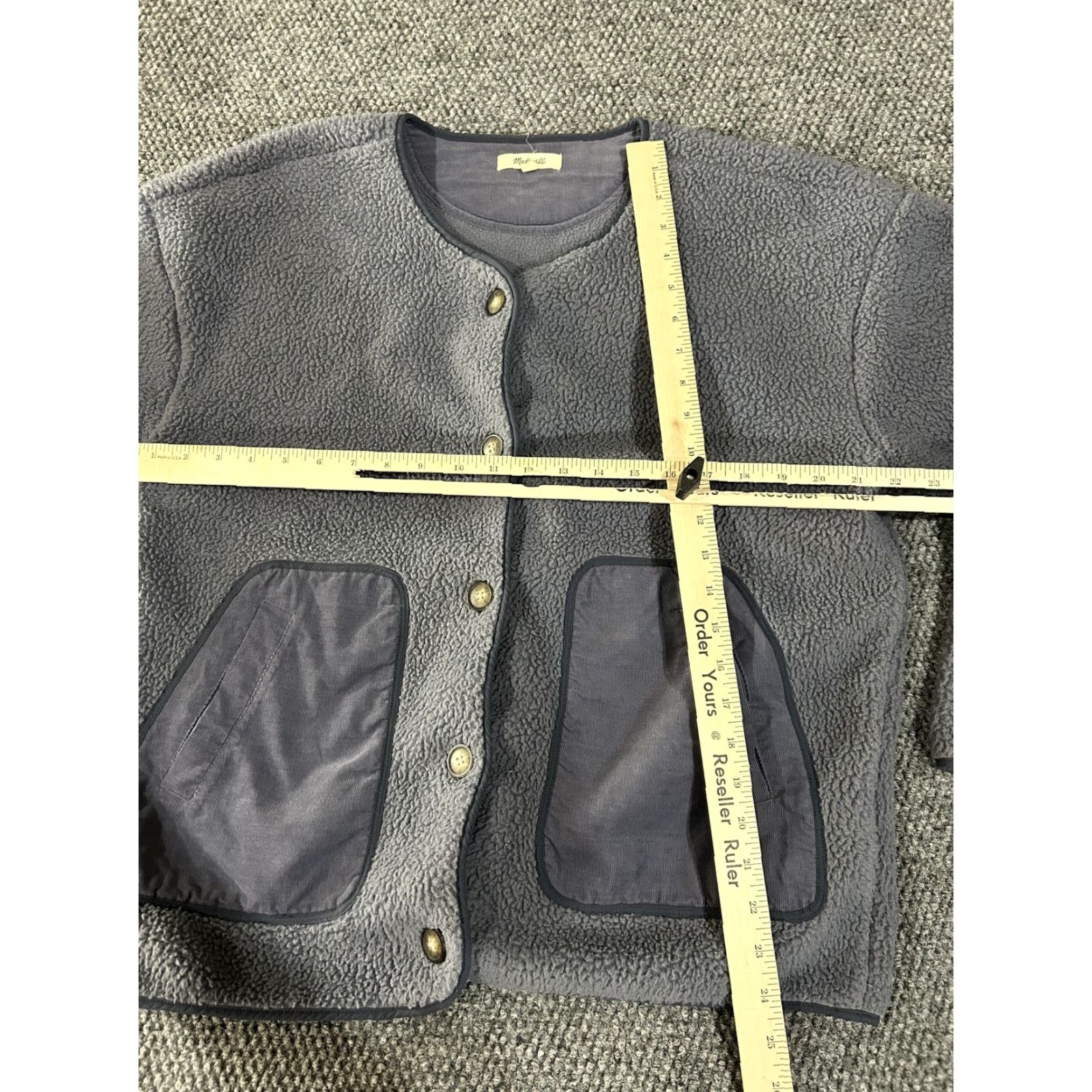 Madewell Madewell Jacket Womens Medium Blue Sherpa Fleece Snap Front Patch Pockets Coat Size M / US 6-8 / IT 42-44 - 6 Thumbnail