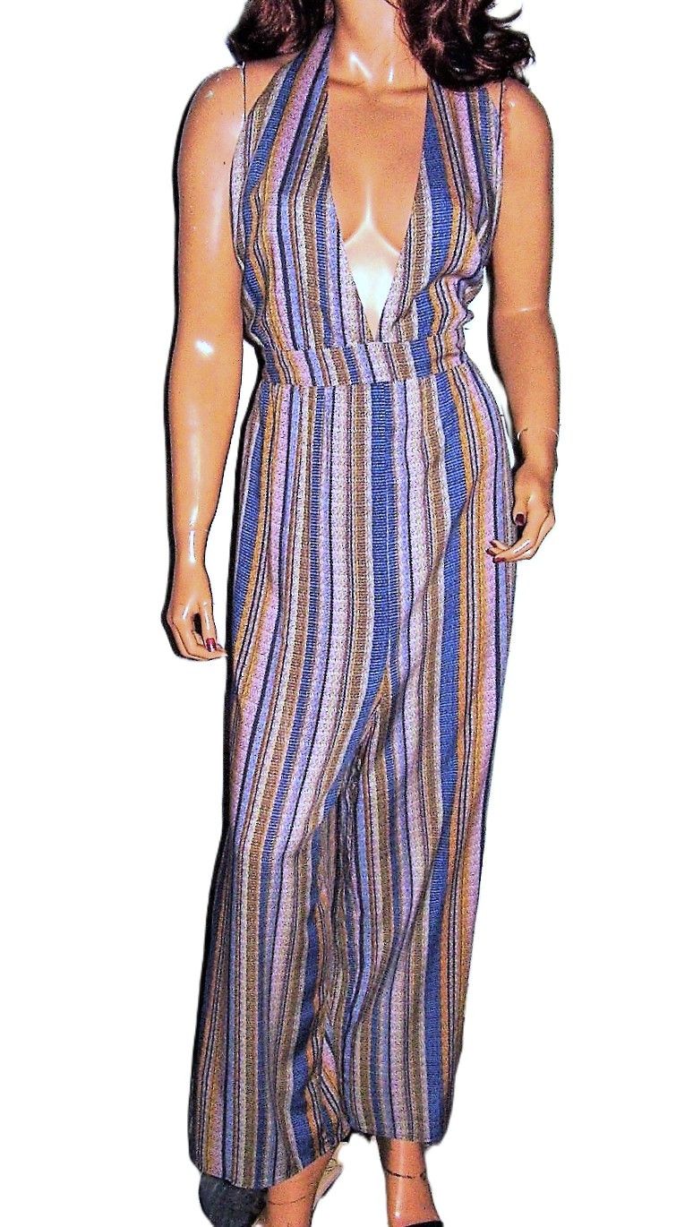 Other Wild Fable Blue Beige Halter Jumpsuit XXL NWT Size 35" - 1 Thumbnail