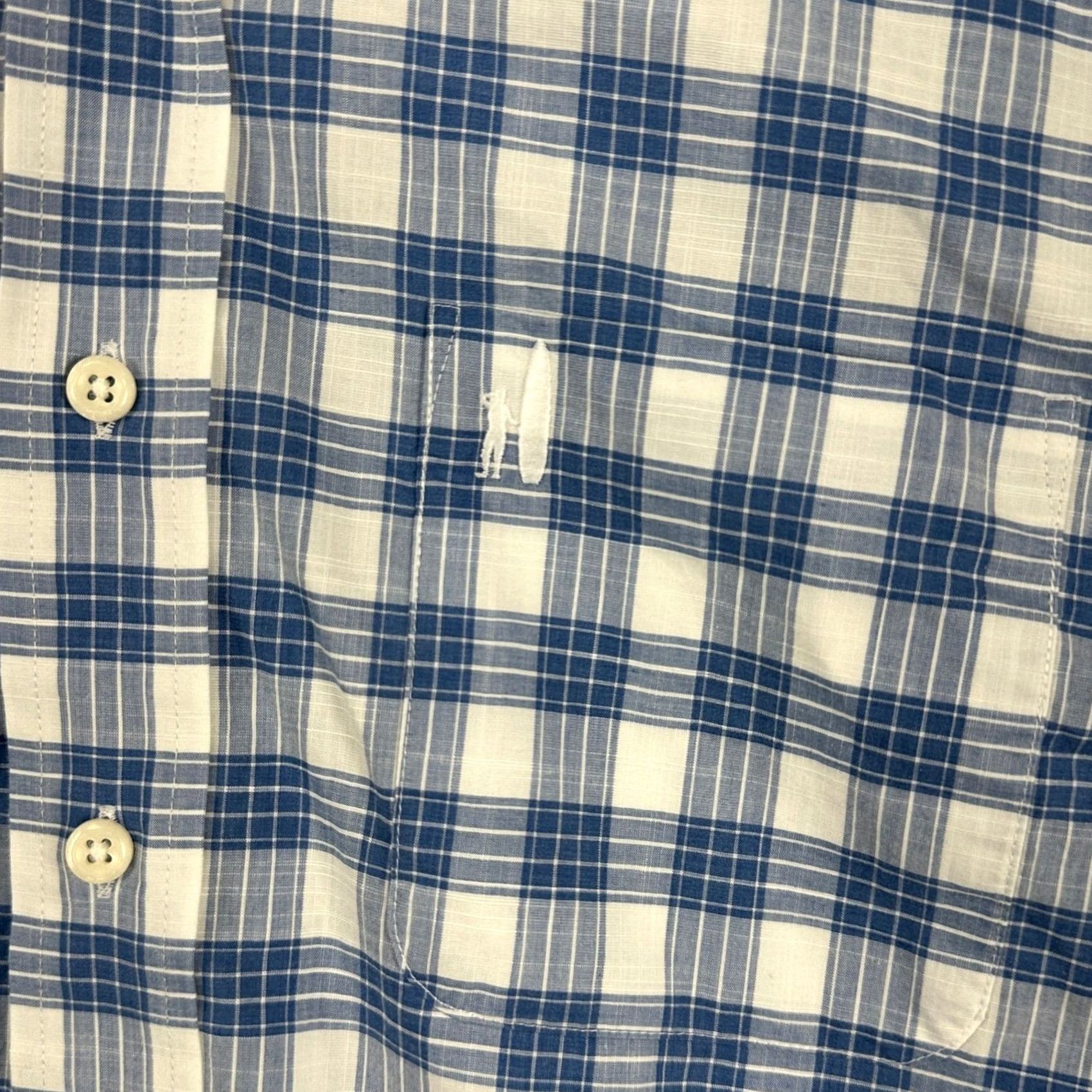 johnnie-O Johnnie-O Hangin Out Mens Button Down Shirt Medium Blue White Plaid Hemp Blend - Size - Pre-Owned Good - Size US M / EU 48-50 / 2 - 6 Thumbnail