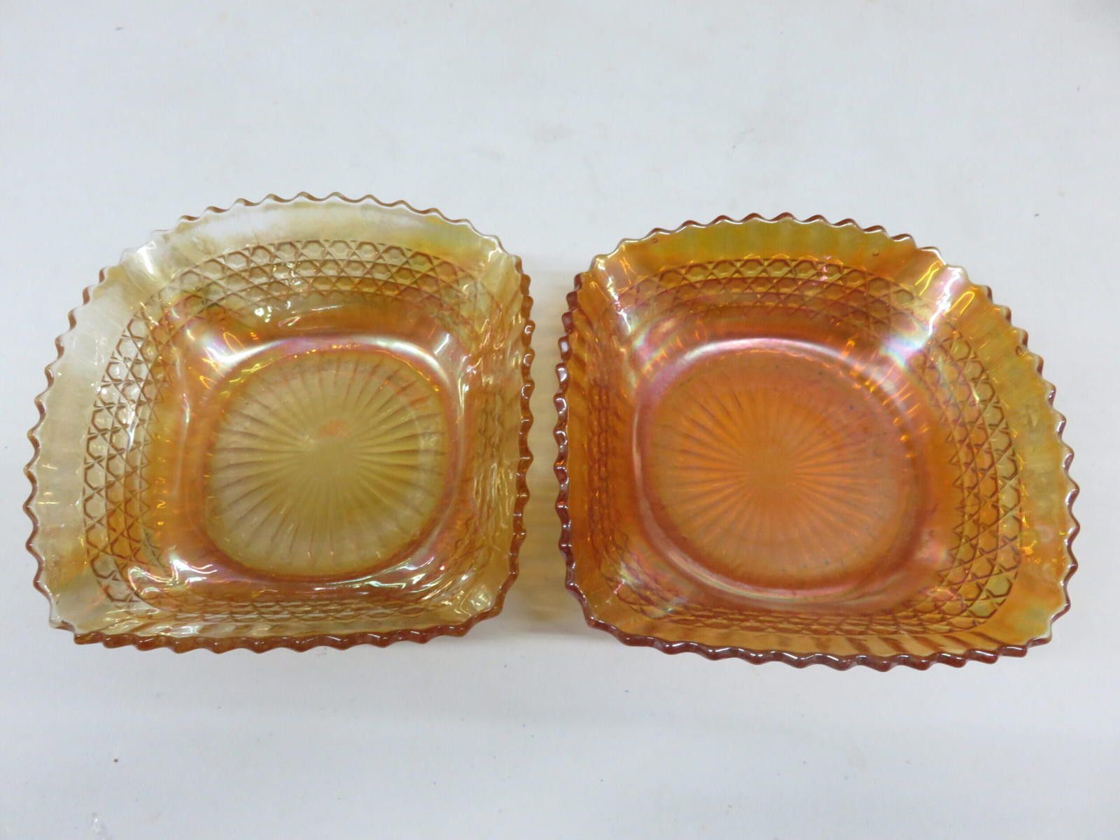 Cardinal of Canada Pair of Vintage Carnival Glass Marigold Square Dish Size ONE SIZE - 2 Thumbnail