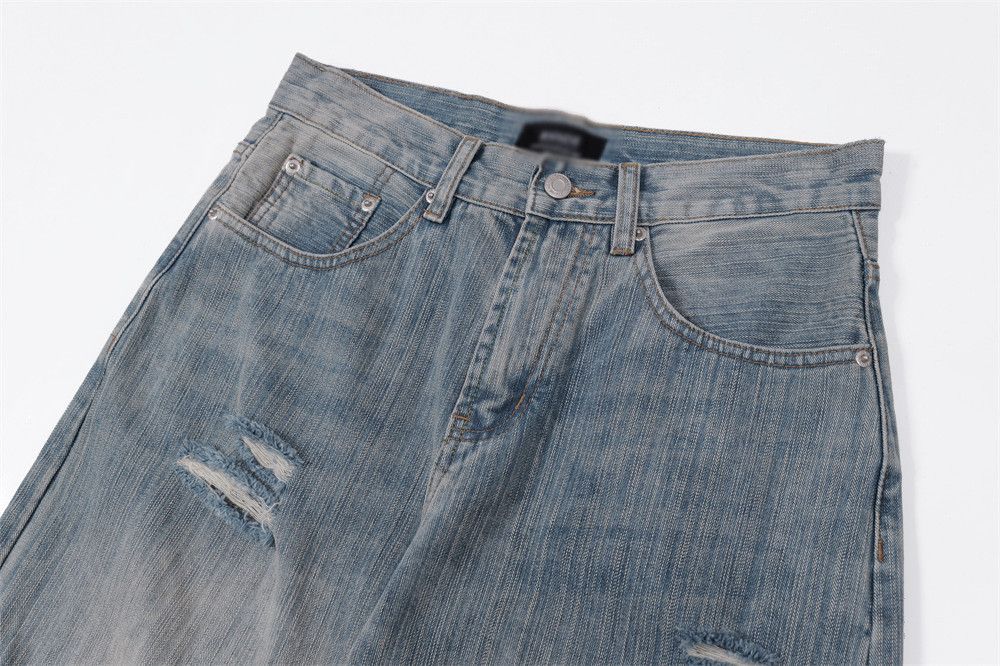 Japanese Brand × Jean Men's loose distressed punk trendy washed ripped jeans Size US 32 / EU 48 - 4 Thumbnail