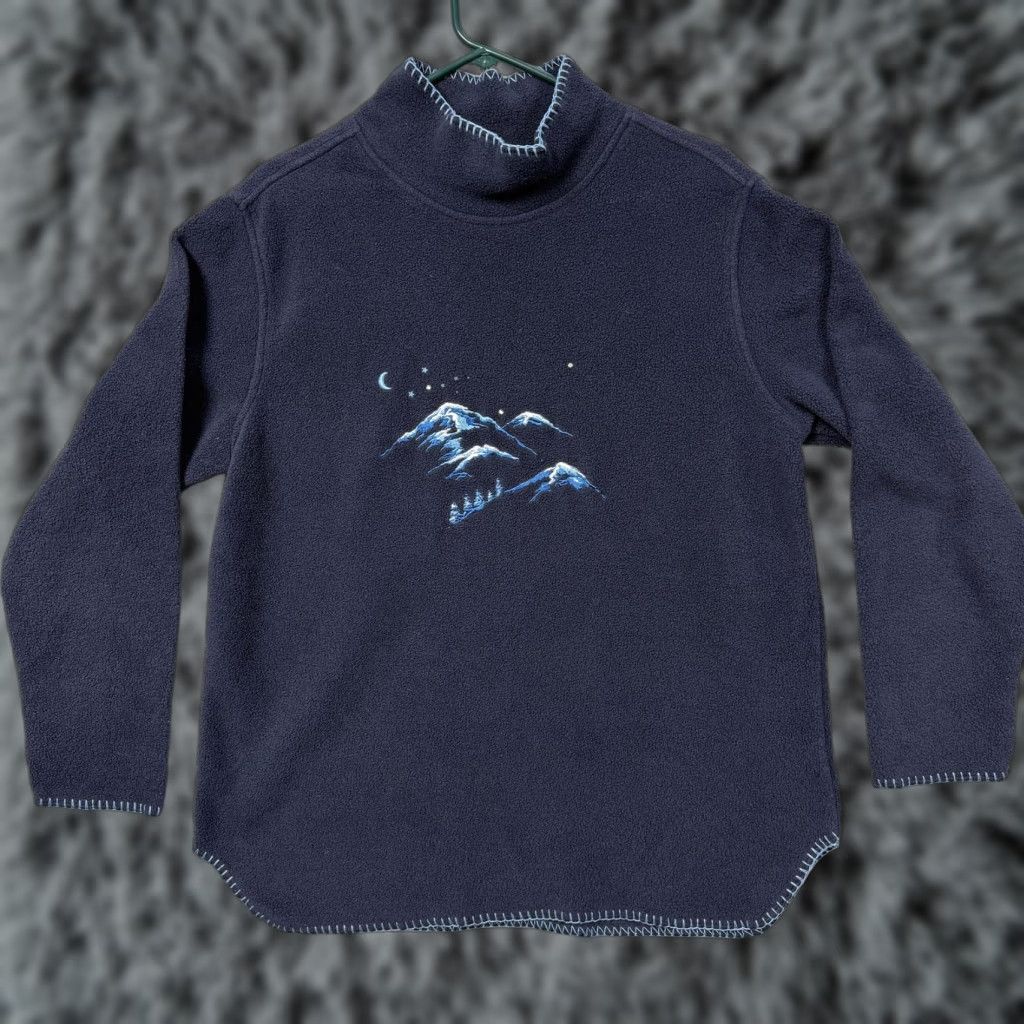 Vintage VINTAGE San Michelle Bay Sweater Pullover Blue L Womens Embroidered Mountain Fleece Mock Neck Cabin Outdoor 90s? Size L / US 10 / IT 46 - 1 Thumbnail