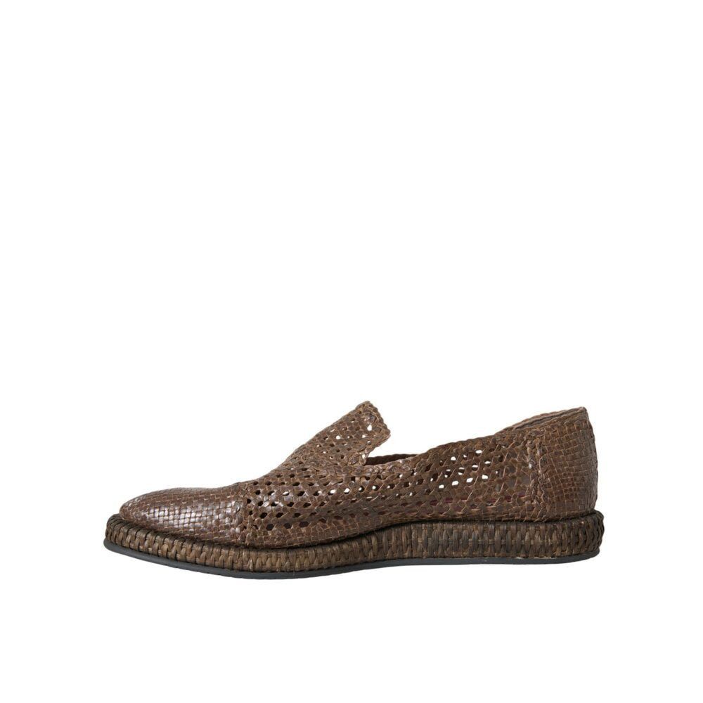 Dolce & Gabbana Dolce & Gabbana Brown Woven Leather Loafers Casual Shoes Size US 8 / EU 41 - 5 Thumbnail