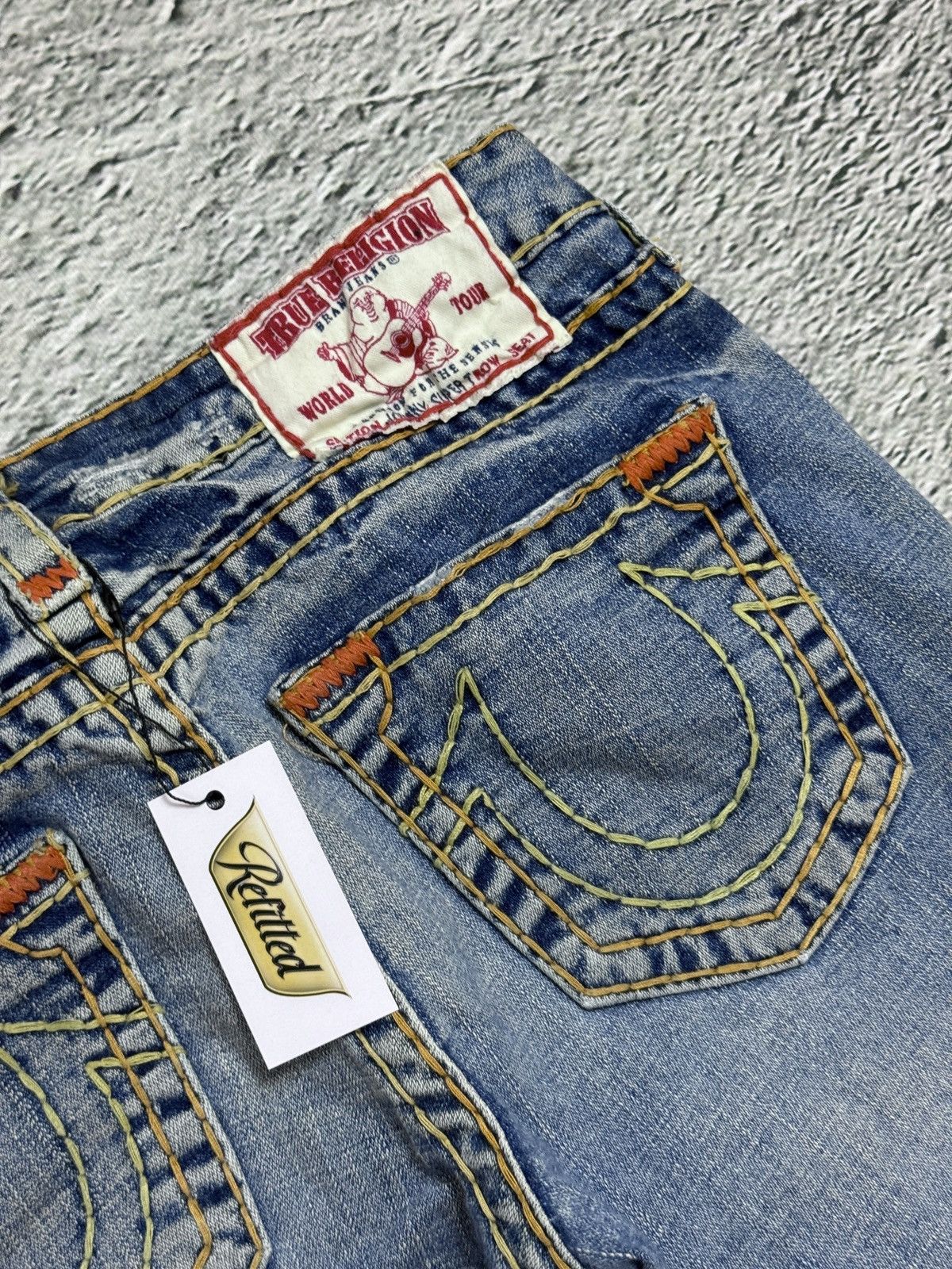 True Religion True Religion Vintage Bootcut Johnny Blue Gold Stitching Size 30" / US 8 / IT 44 - 4 Thumbnail