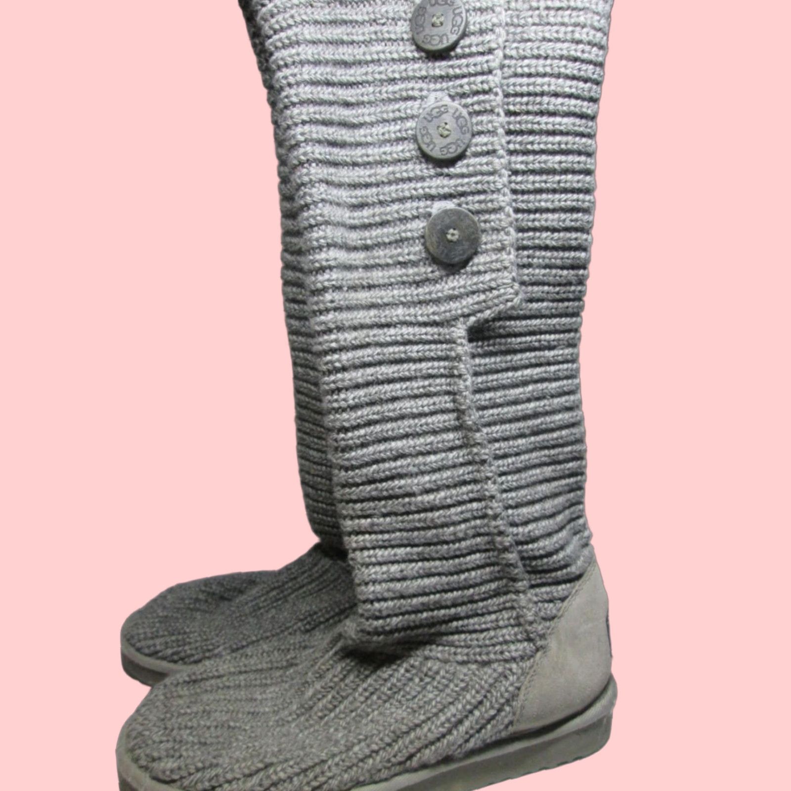 UGG Women's High Knitted Boots Size 11 Gray Comfort Casual