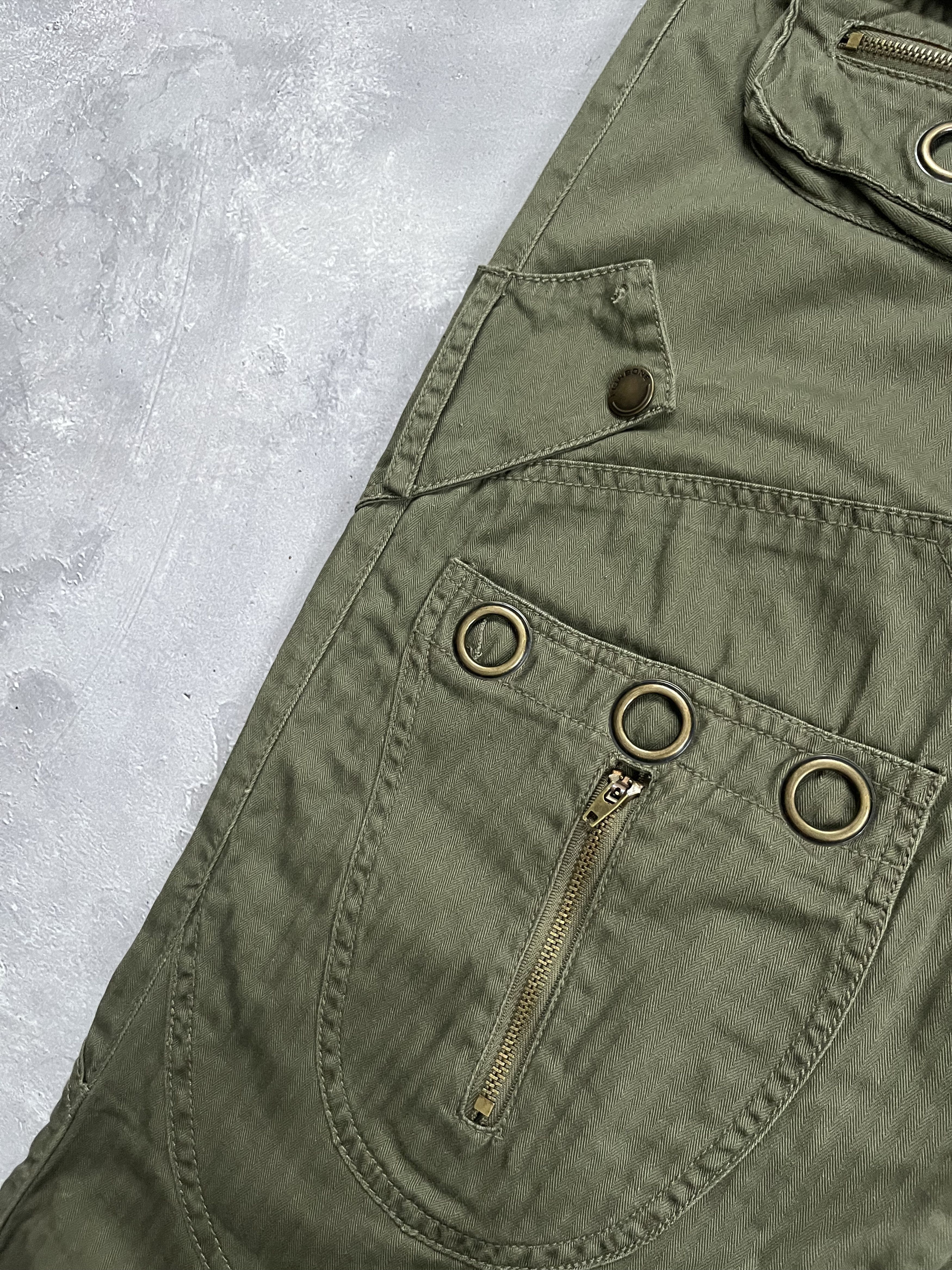 Vintage Fishbone Cargo Pants Military Olive Green Utility Techwear Size US 32 / EU 48 - 2 Thumbnail