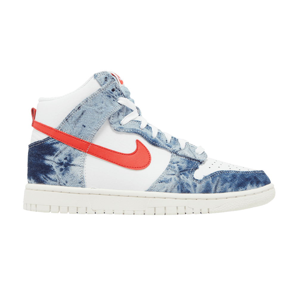 image of Nike Wmns Dunk High Washed Denim Shoes in Blue, Women's (Size 10)
