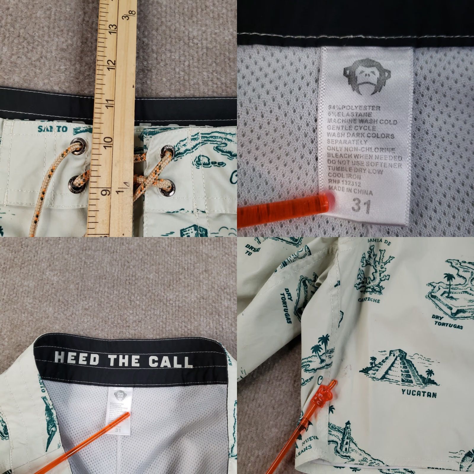Howler Brothers Howler Brothers Board Shorts Mens 30 Map Print Swim Trunks Drawstring Beige Ocean Travel Geometric Pattern Quick Dry Lined Back Pocket Mens Size US 30 / EU 46 - 8 Thumbnail